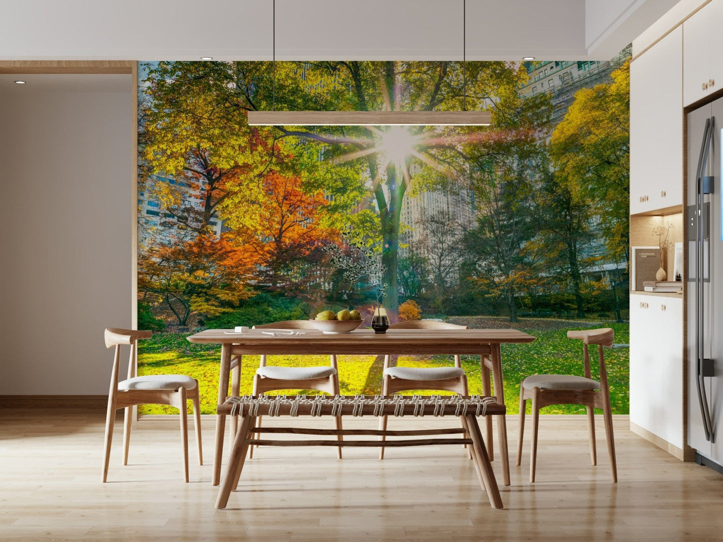 Sun Rays Through Trees Wall Mural