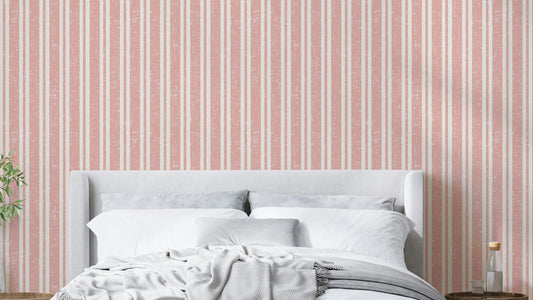 Red sunchair stripe wallpaper for bright spaces

