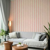 Bright red wallpaper with vertical stripe pattern

