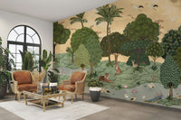 Wall mural showing a quiet forest scene


