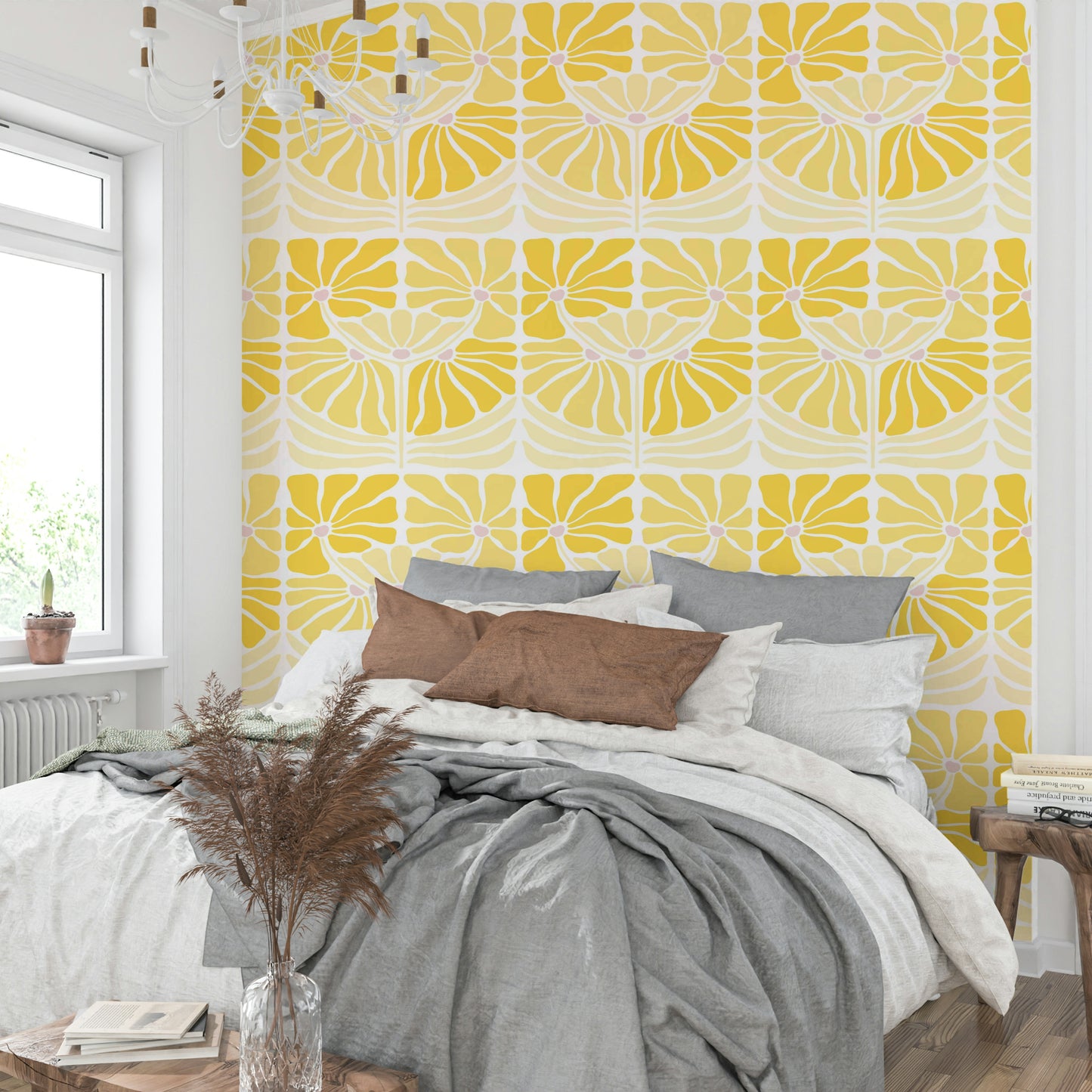 Cheerful daisy bloom wallpaper for cozy rooms

