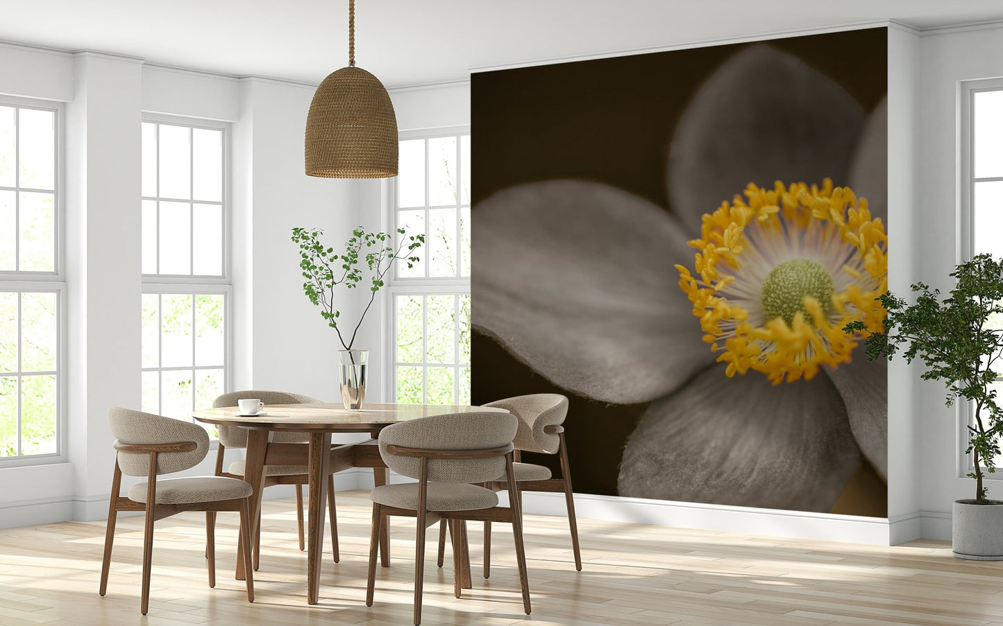 Delicate petals wall mural with bright core