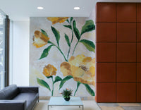 Vibrant mural featuring petals bathed in sunlight

