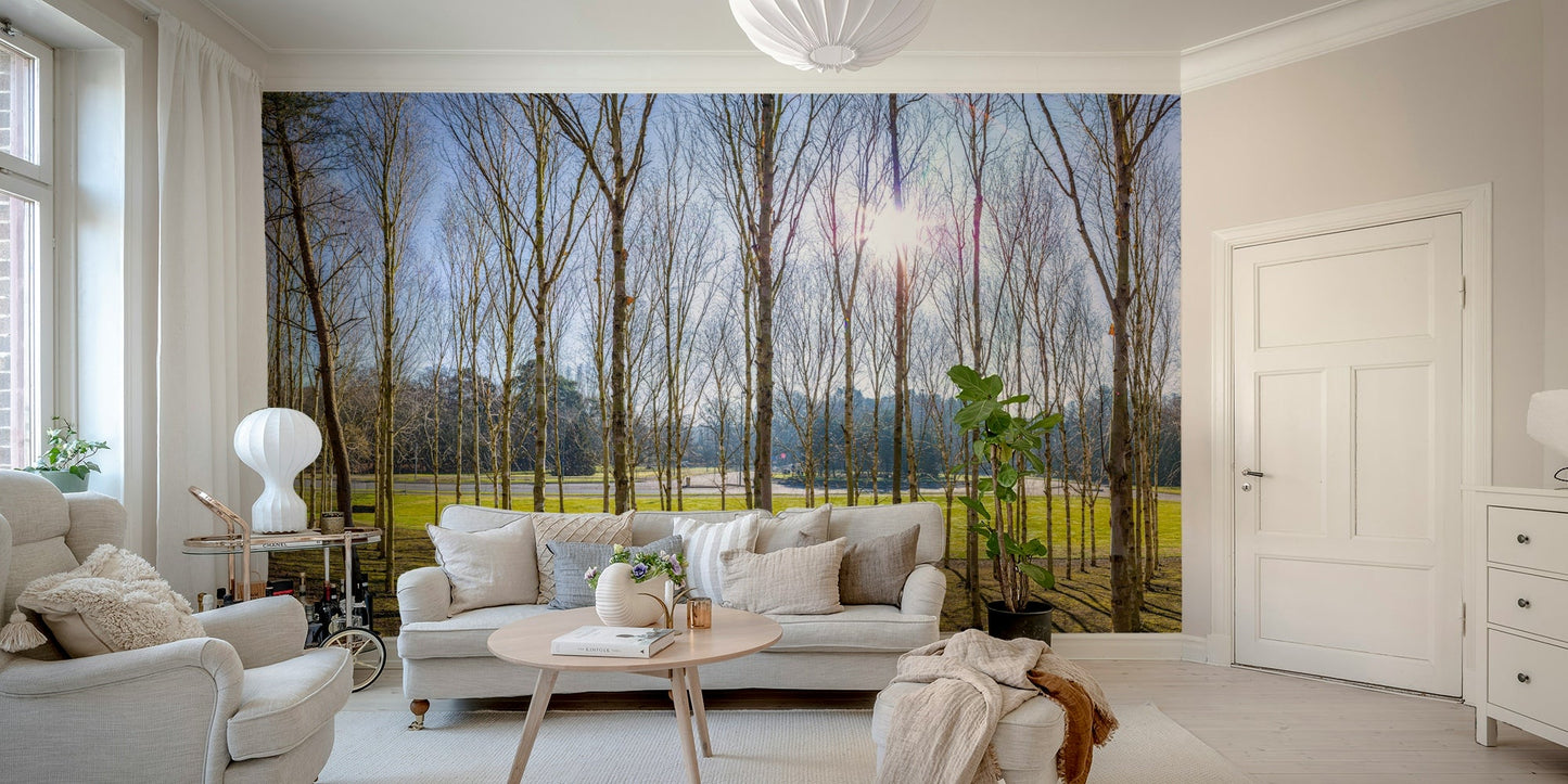 The mural gives a feeling of being in a quiet forest.

