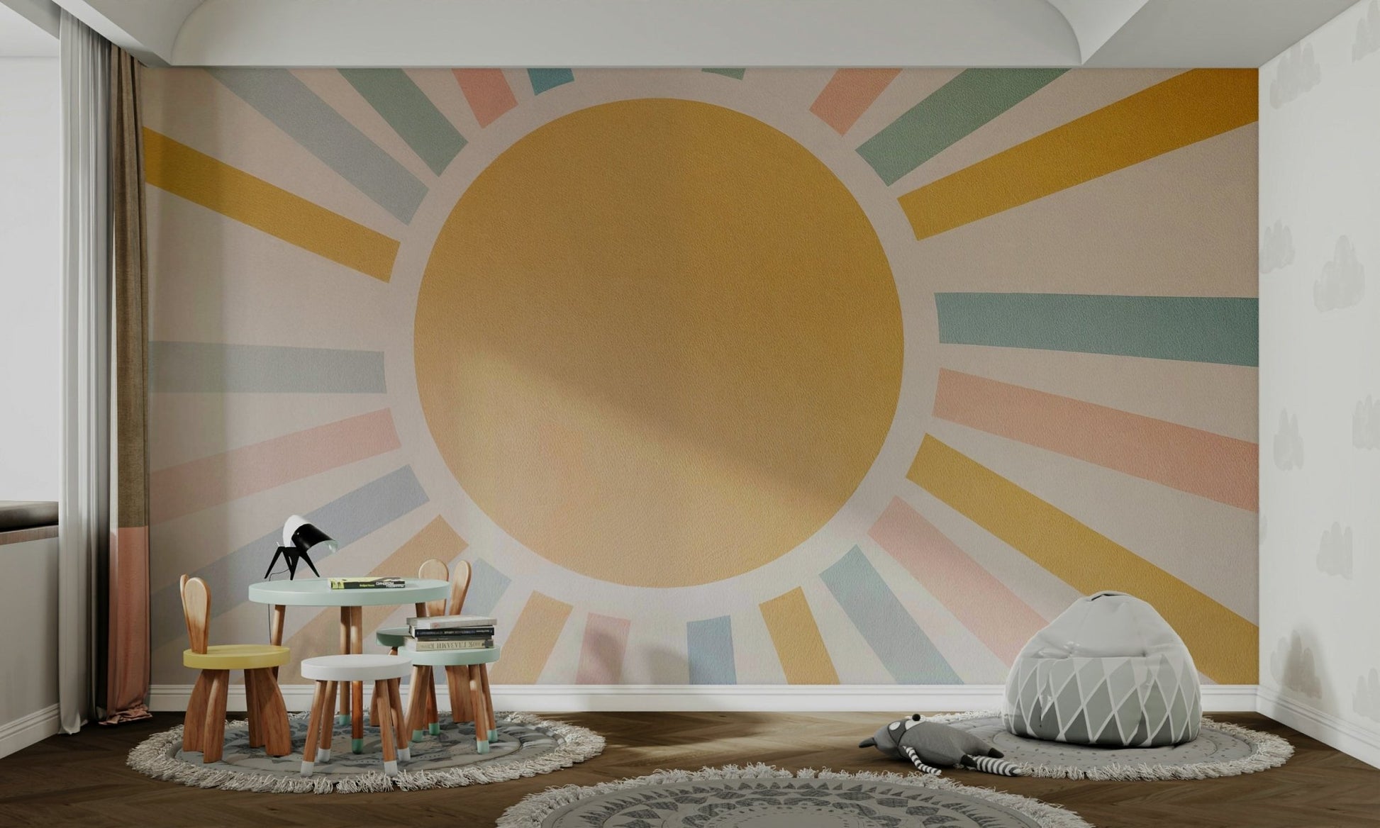 The art style is simple and soft, almost like a watercolor painting.
