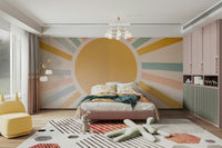 A peaceful landscape, like a meadow or a simple field, is visible.
