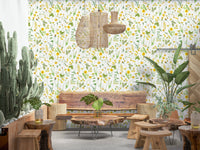 Cheerful Sunny Meadow yellow flowers greenery wallpaper.