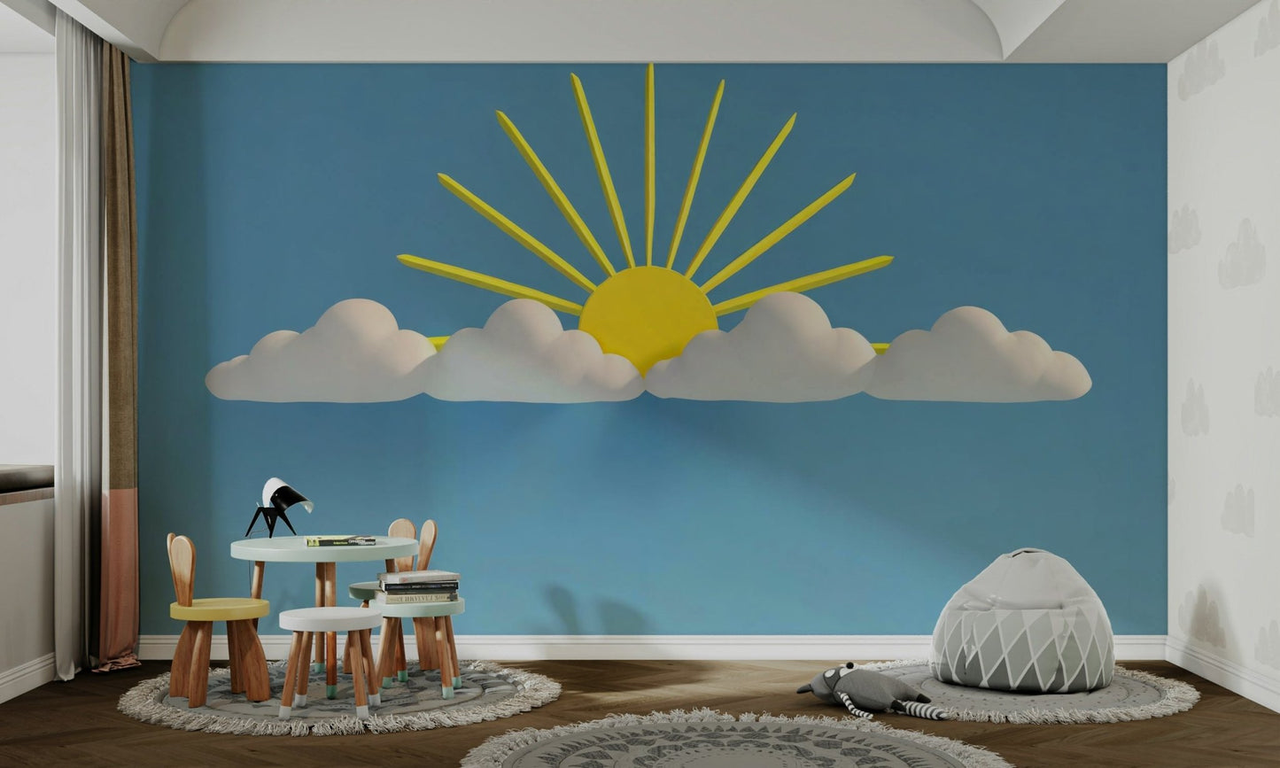 Soft blue skies with dreamy clouds adding tranquility to your room

