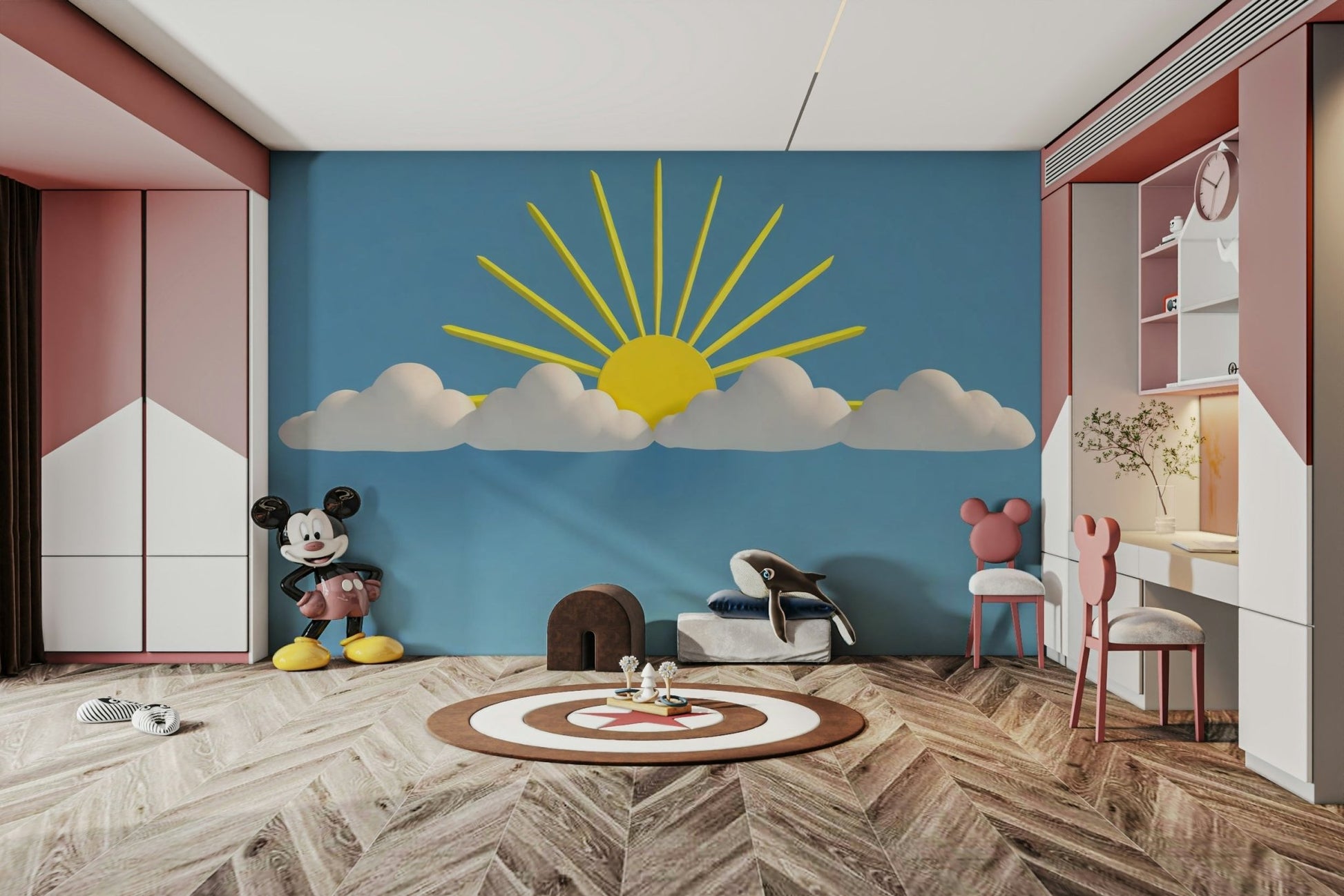 Light, airy mural design creating a fresh, tranquil vibe in any room

