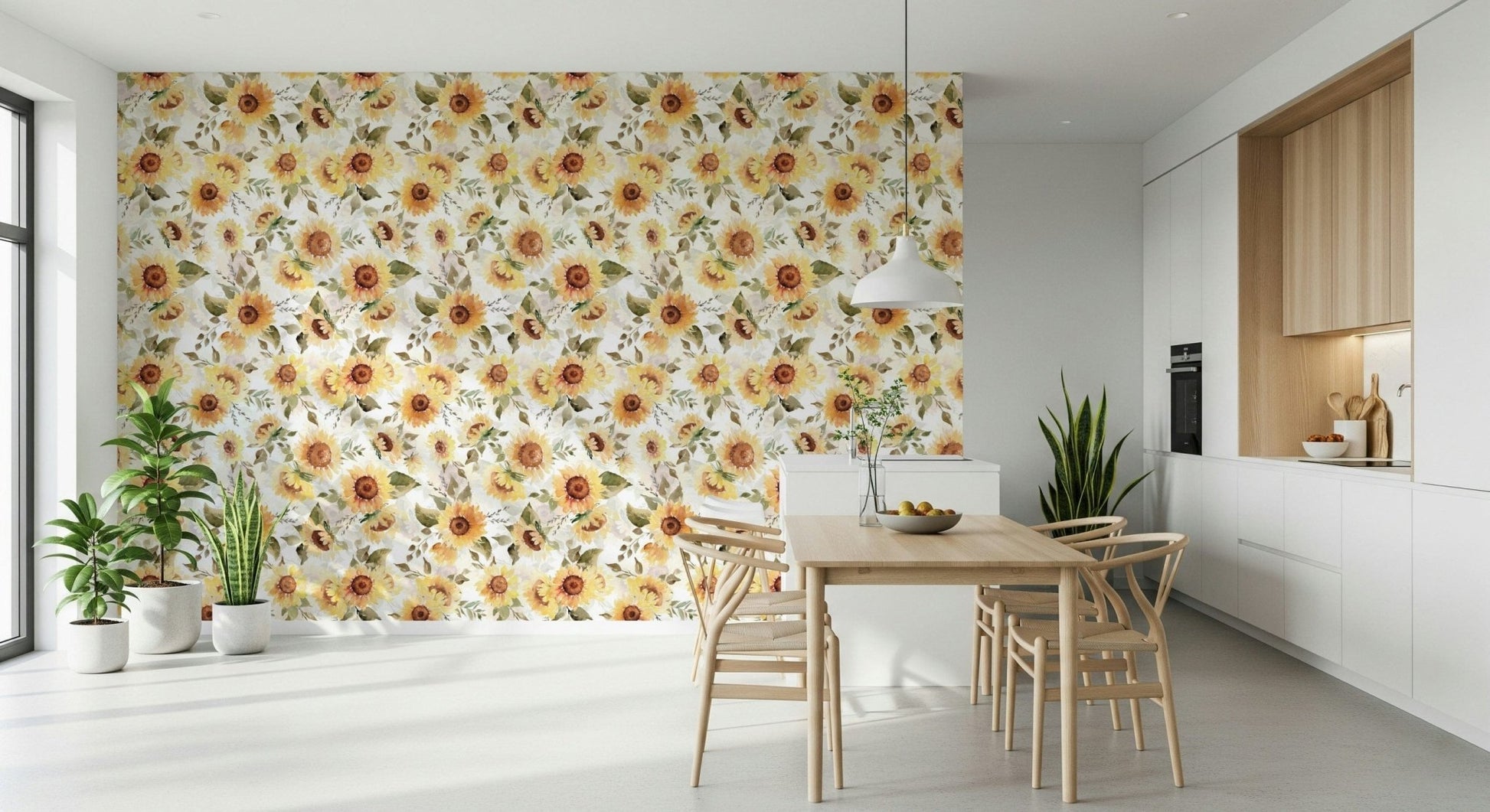 Hand-painted sunflower pattern mural, beautiful natural artwork.