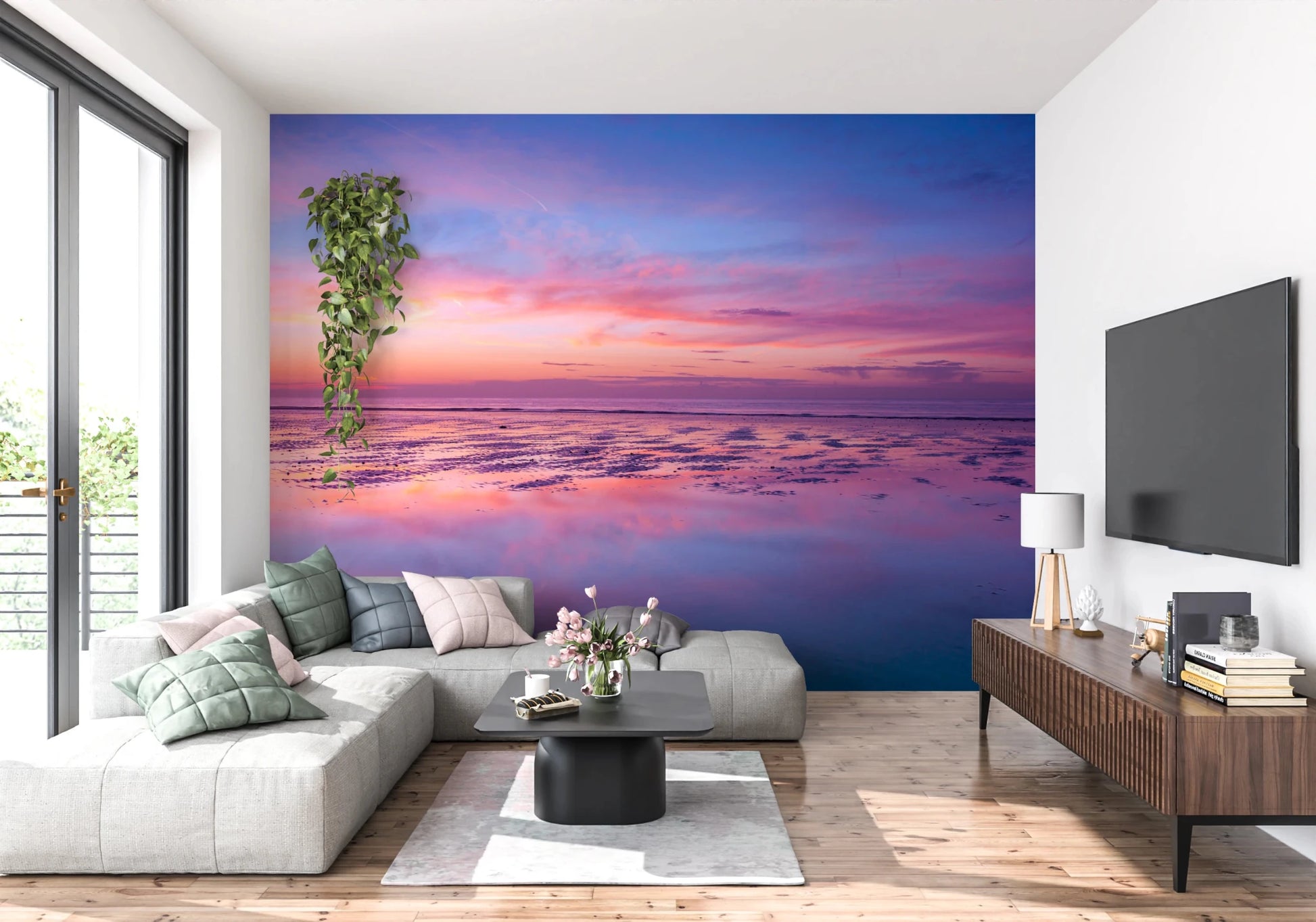 Sunrise at beach Wall Mural