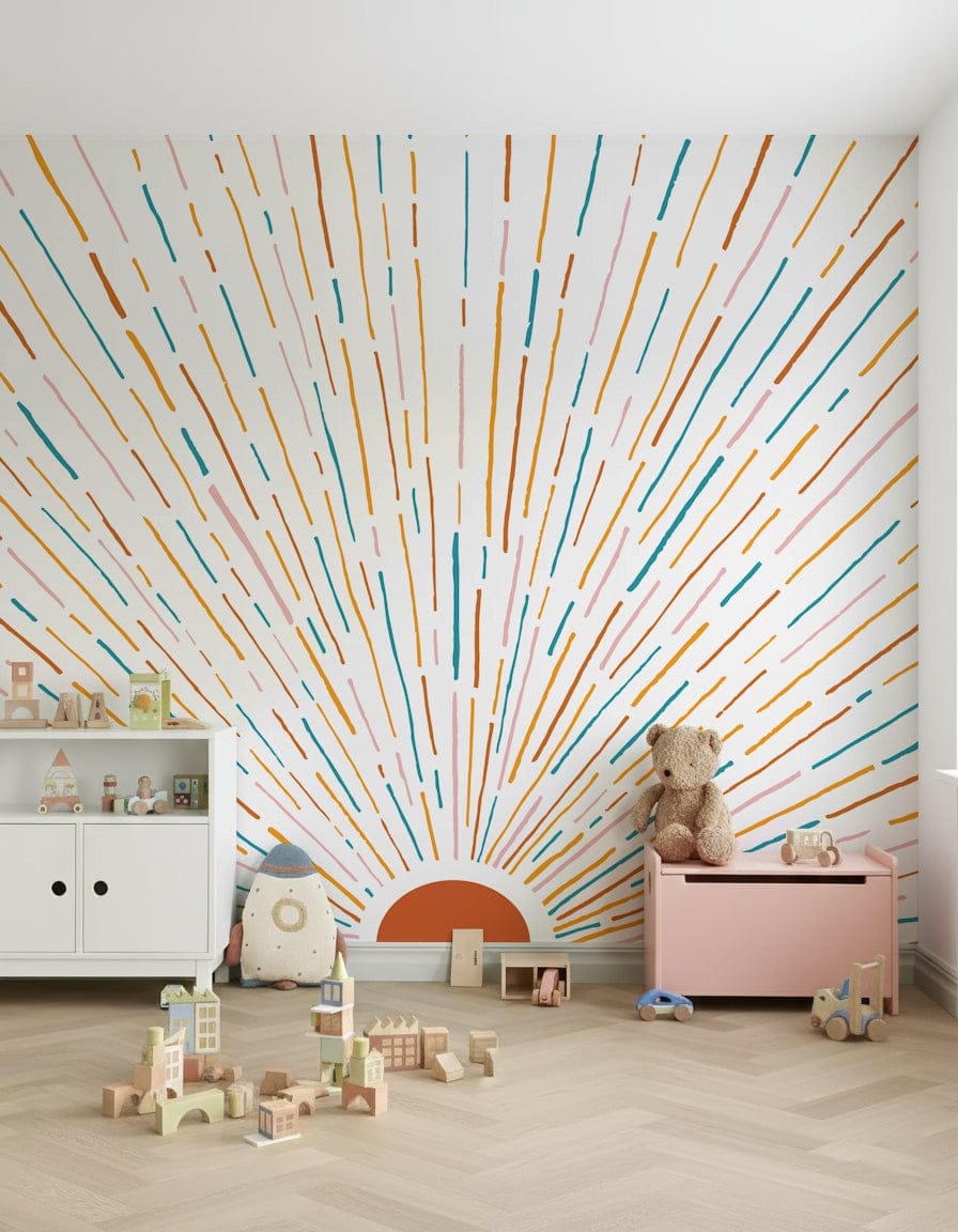 A graceful subtle pattern wall mural in warm, golden tones.