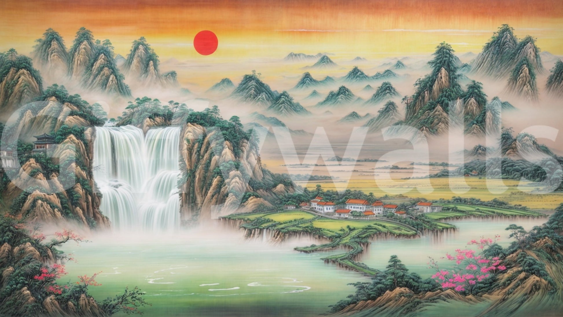 It gives the illusion of a window looking out onto a beautiful sunrise.
