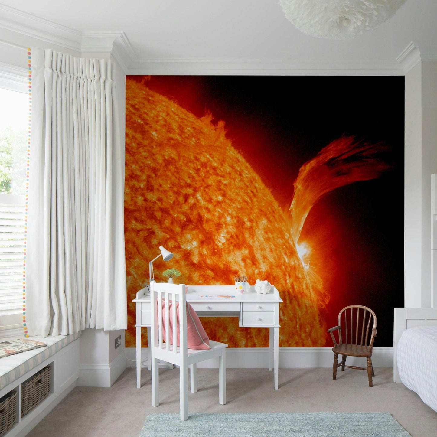 Abstract sunset-style mural for apartment interiors