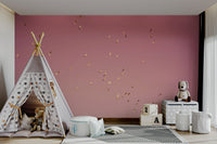 A minimalist home office with the scenic sky wallpaper.

