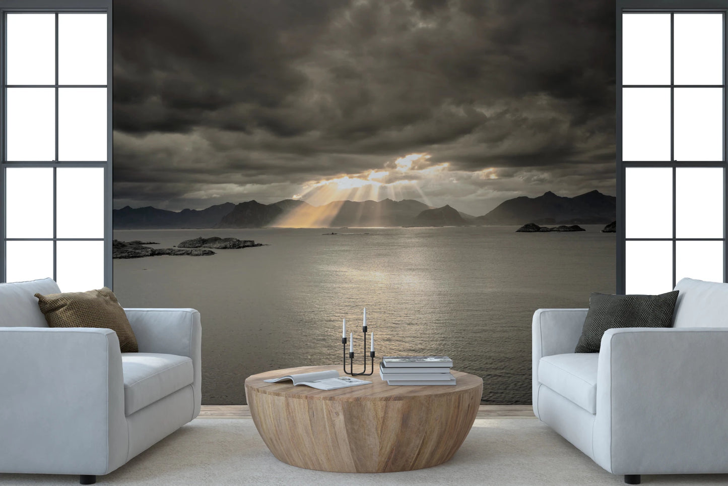 Sunset of Norwegian Fjord Wall Mural
