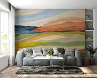 Bedroom warm landscape mural

