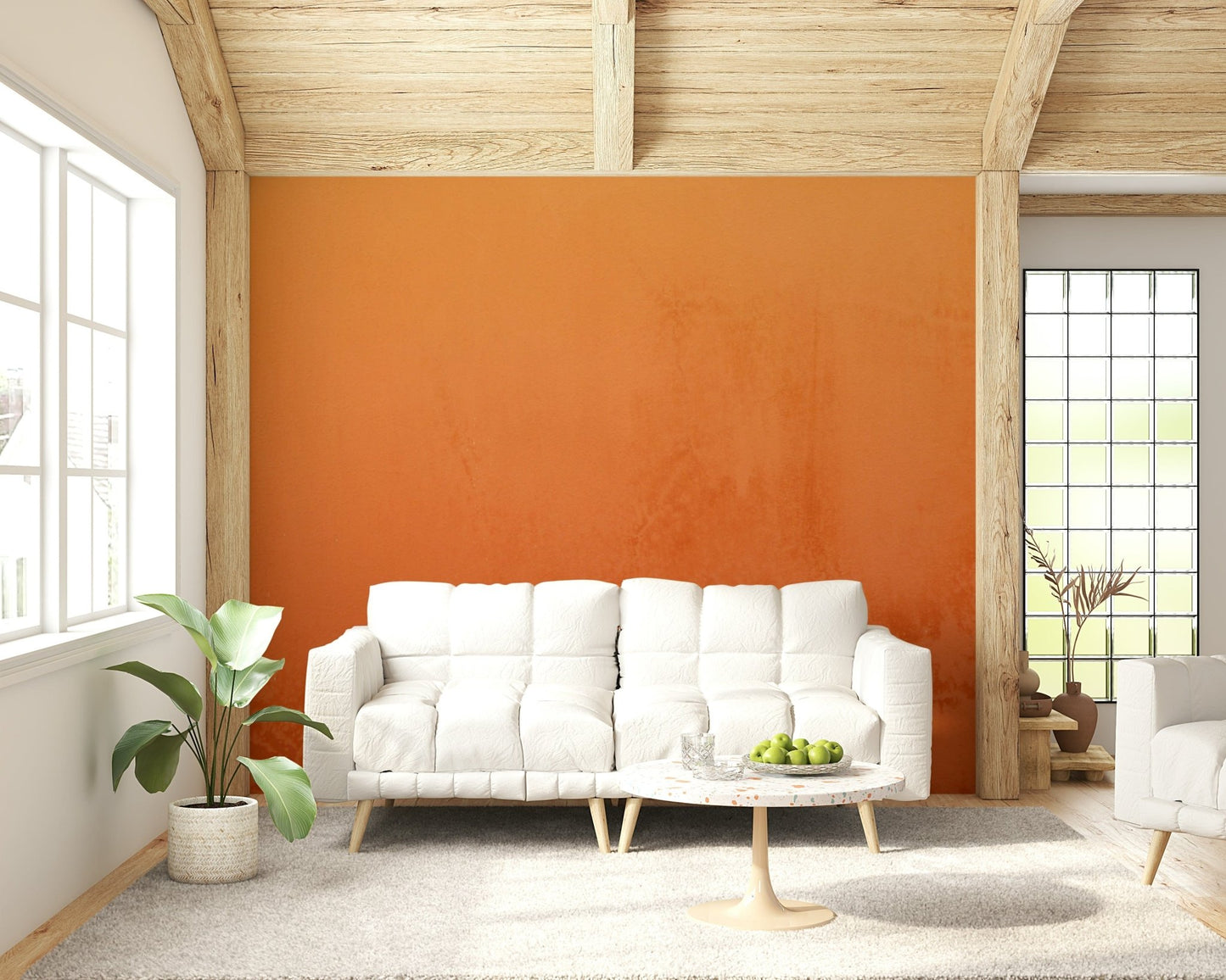 Textured orange sunset wall mural for modern room