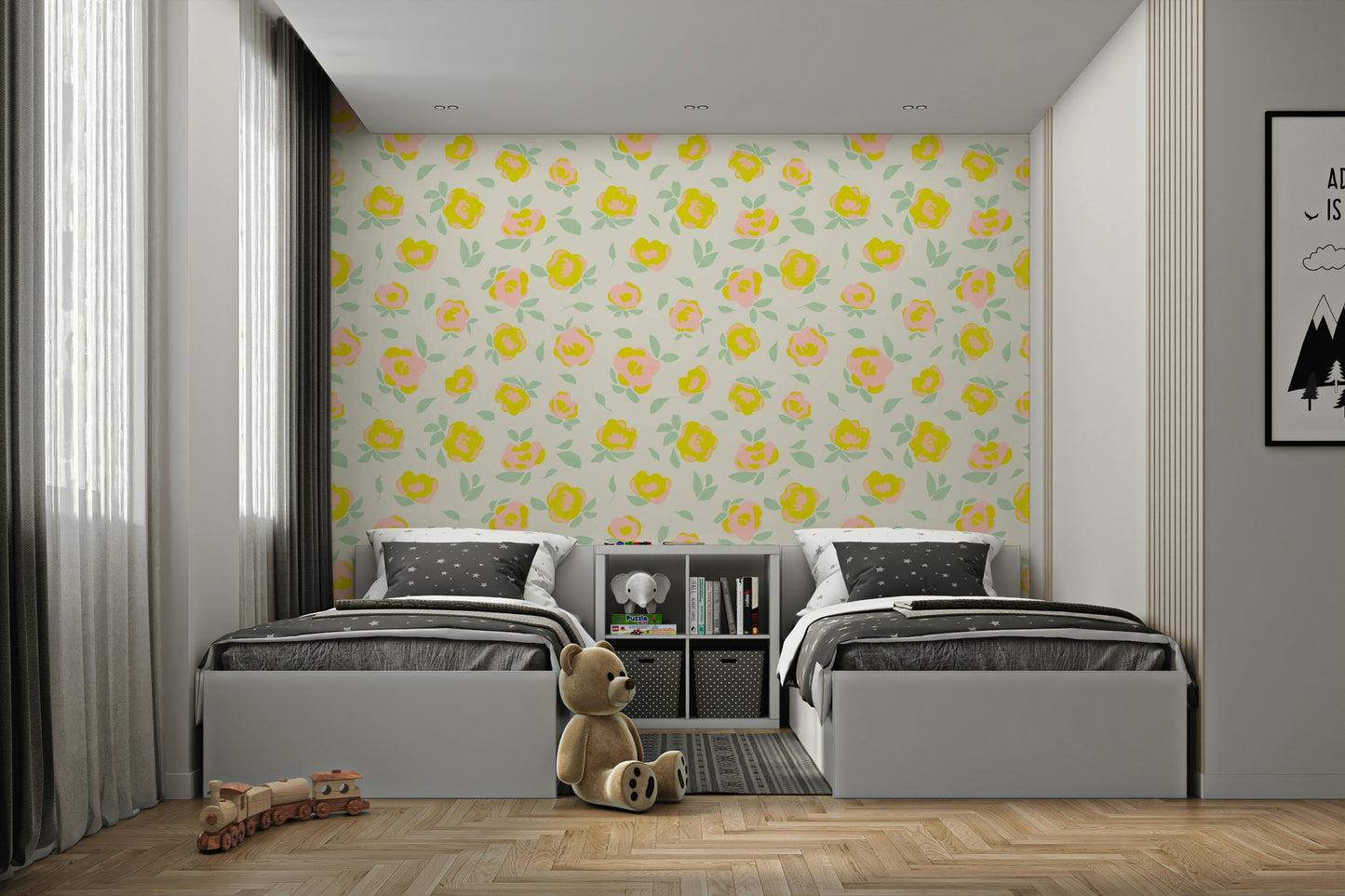 Sunshine blooms wallpaper with bright flowers

