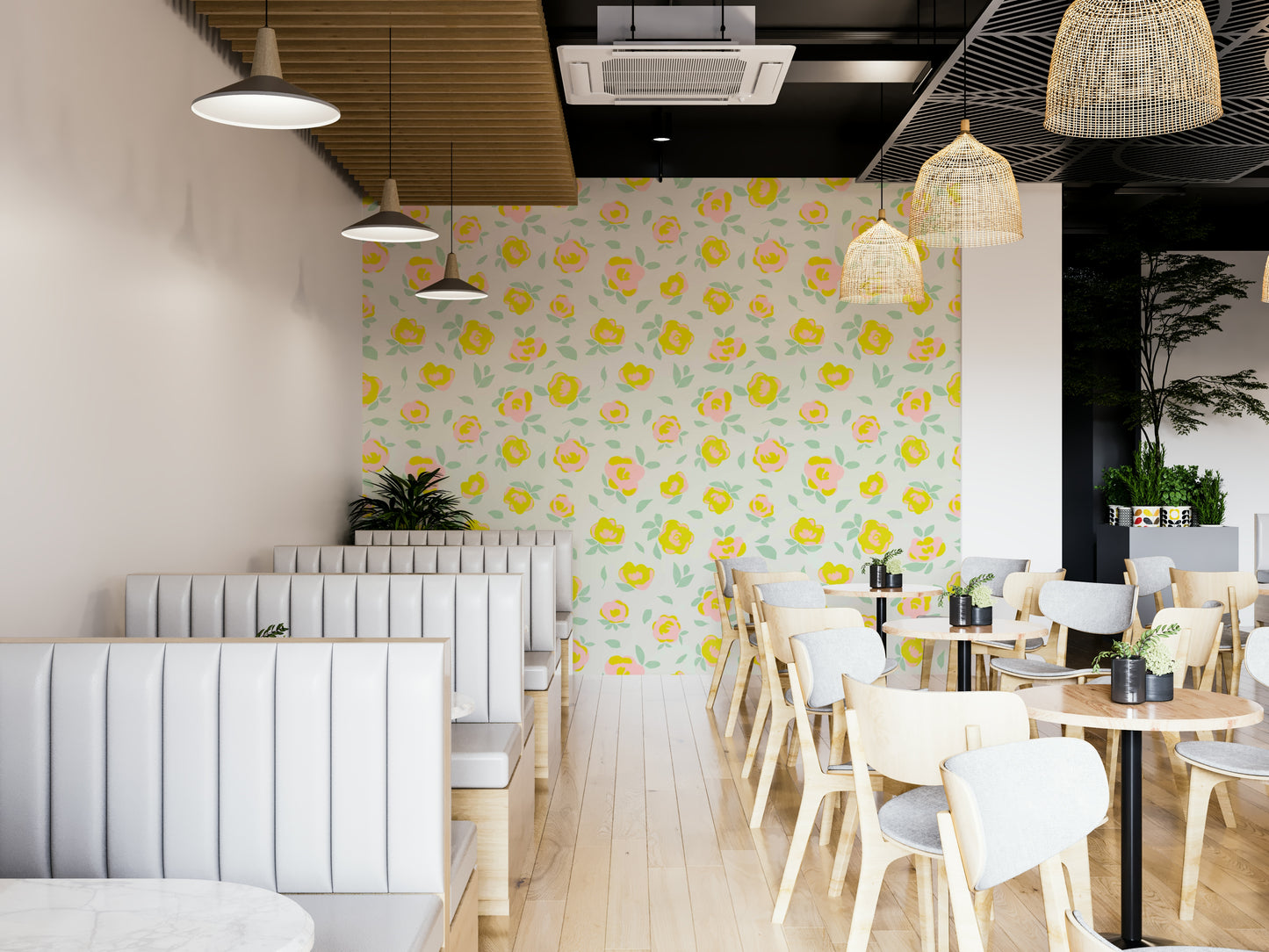 Sunshine floral wallpaper for cozy rooms

