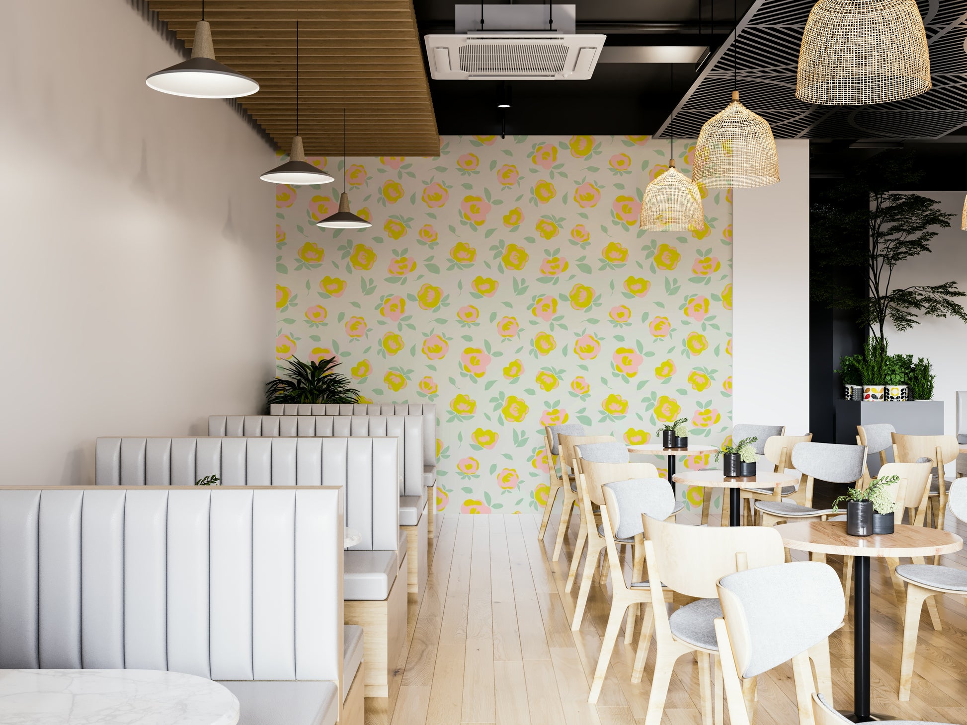 Sunshine floral wallpaper for cozy rooms

