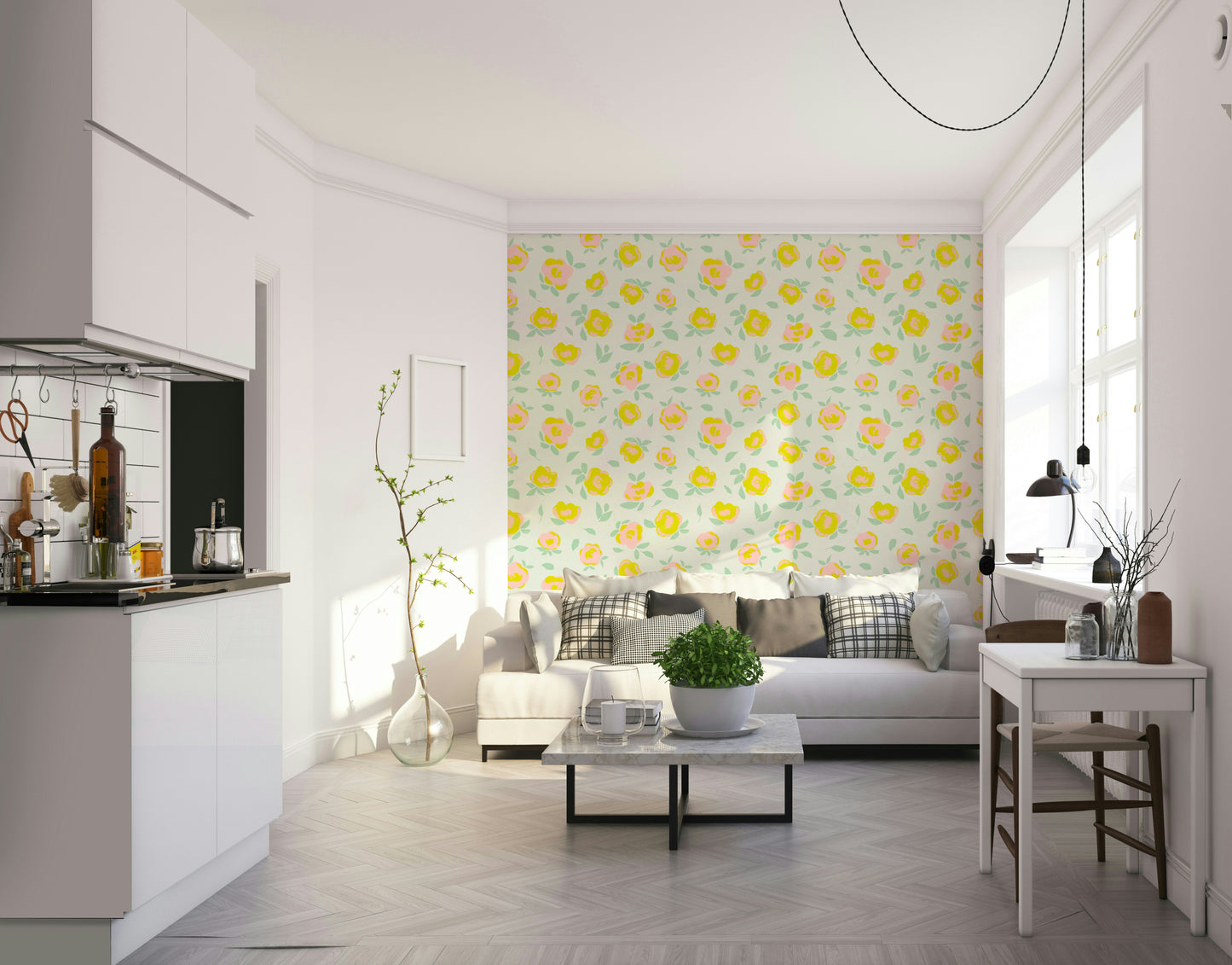 Nature-inspired bloom wallpaper in warm tones

