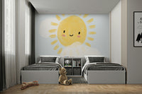 Happy cartoon sun wallpaper for nursery

