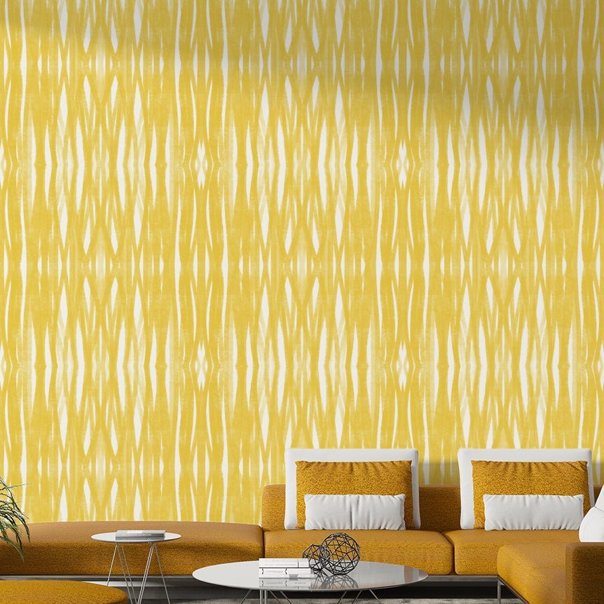 Bright yellow Sunshine Strokes wallpaper for living room

