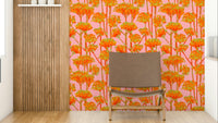 A wall mural of a peaceful floral pattern.

