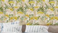 Exotic Aviary Cockatoo wallpaper with vibrant tropical birds.
