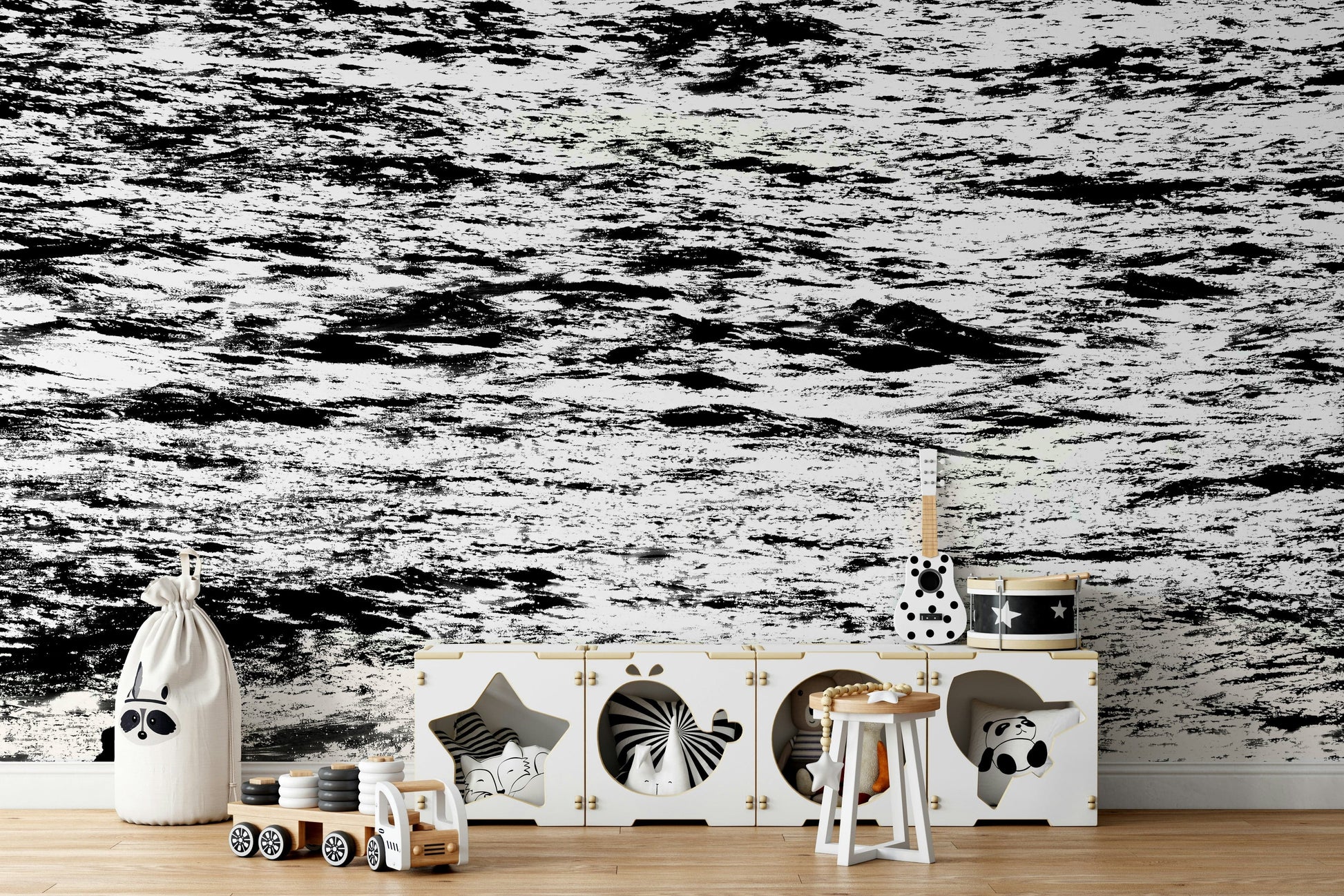 A calming ocean wave wallpaper mural that defines a space.

