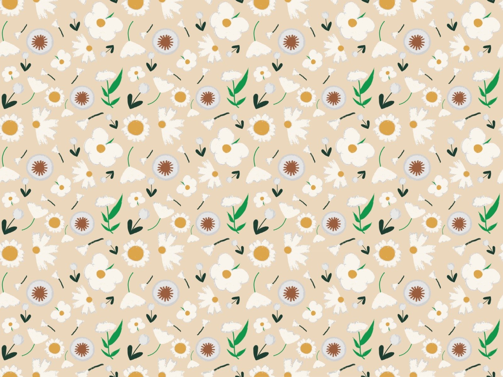 Marigold and Dandelion Pearl Wallpaper
