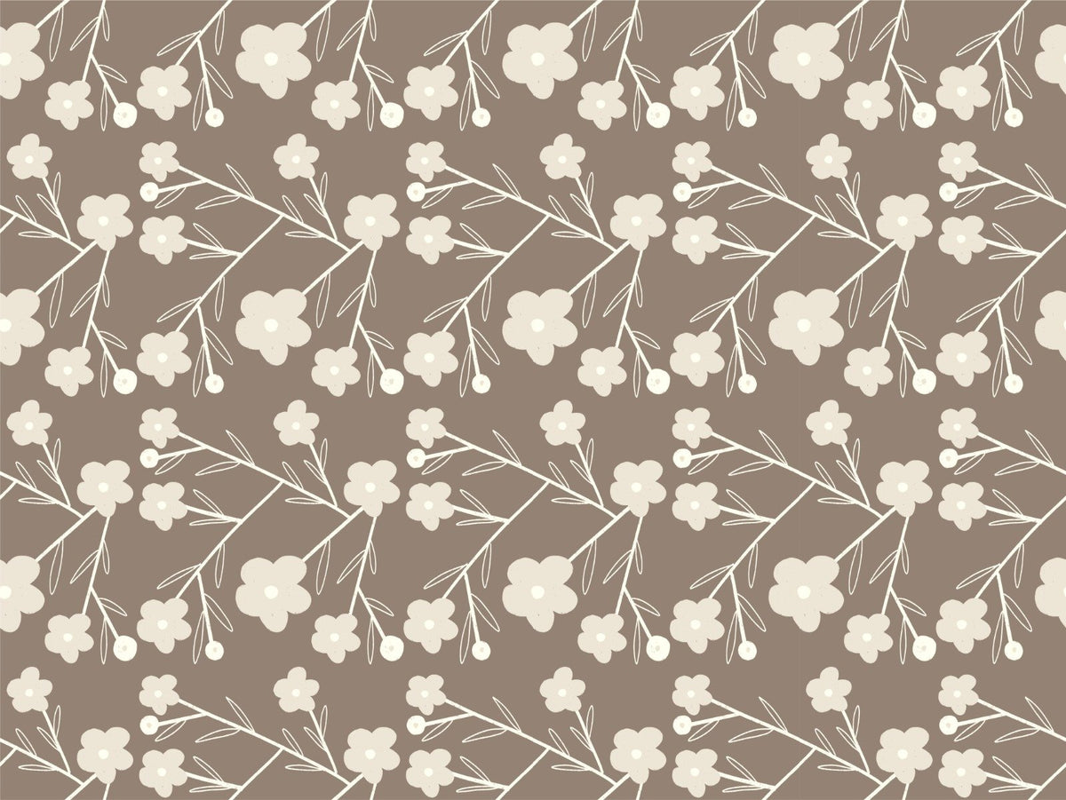 Modern Flower Buds Bush Grey Wallpaper in your room — zoomed