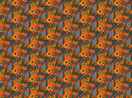 Retro 60s Floral Orange Wallpaper