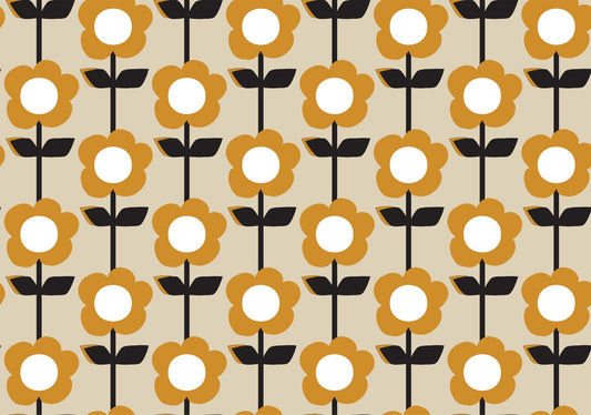 Floral Pearl Yellow Color Retro Wallpaper