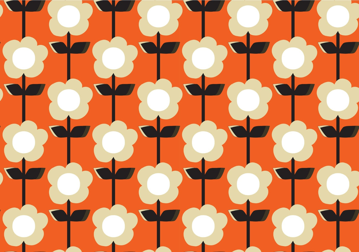Retro Flower Orange Wallpaper