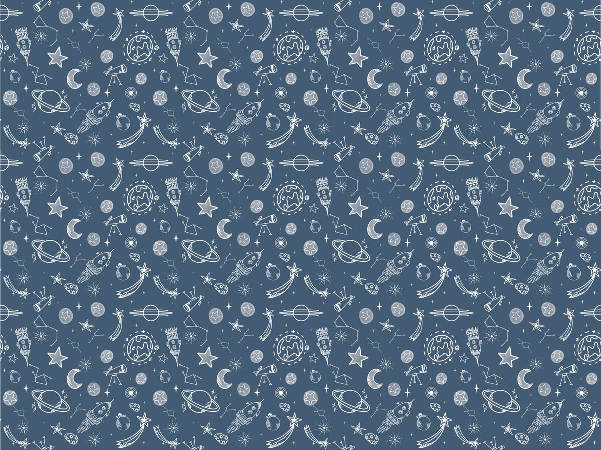 Space Voyage Blue Wallpaper For Walls in your room — zoomed
