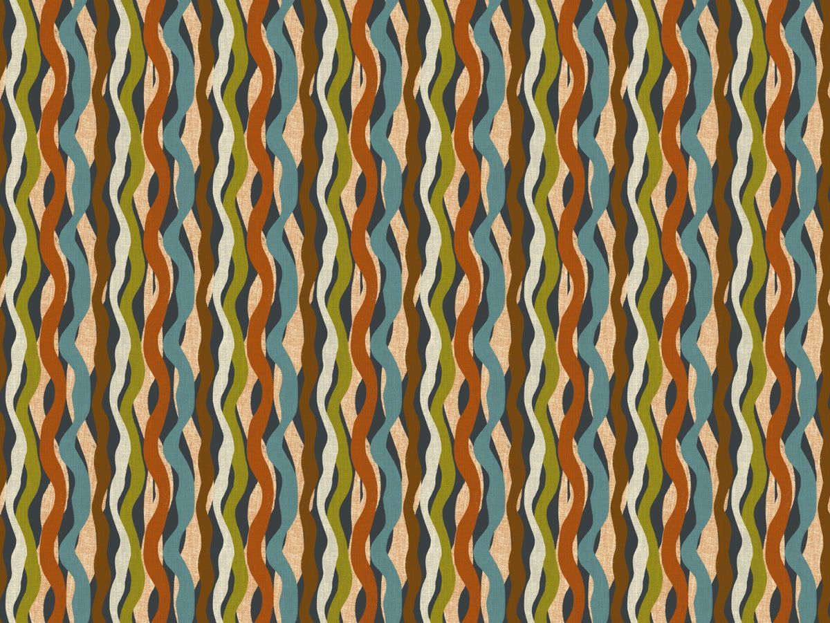 Textured Organic Stripe Waves Charcoal Wallpaper in your room