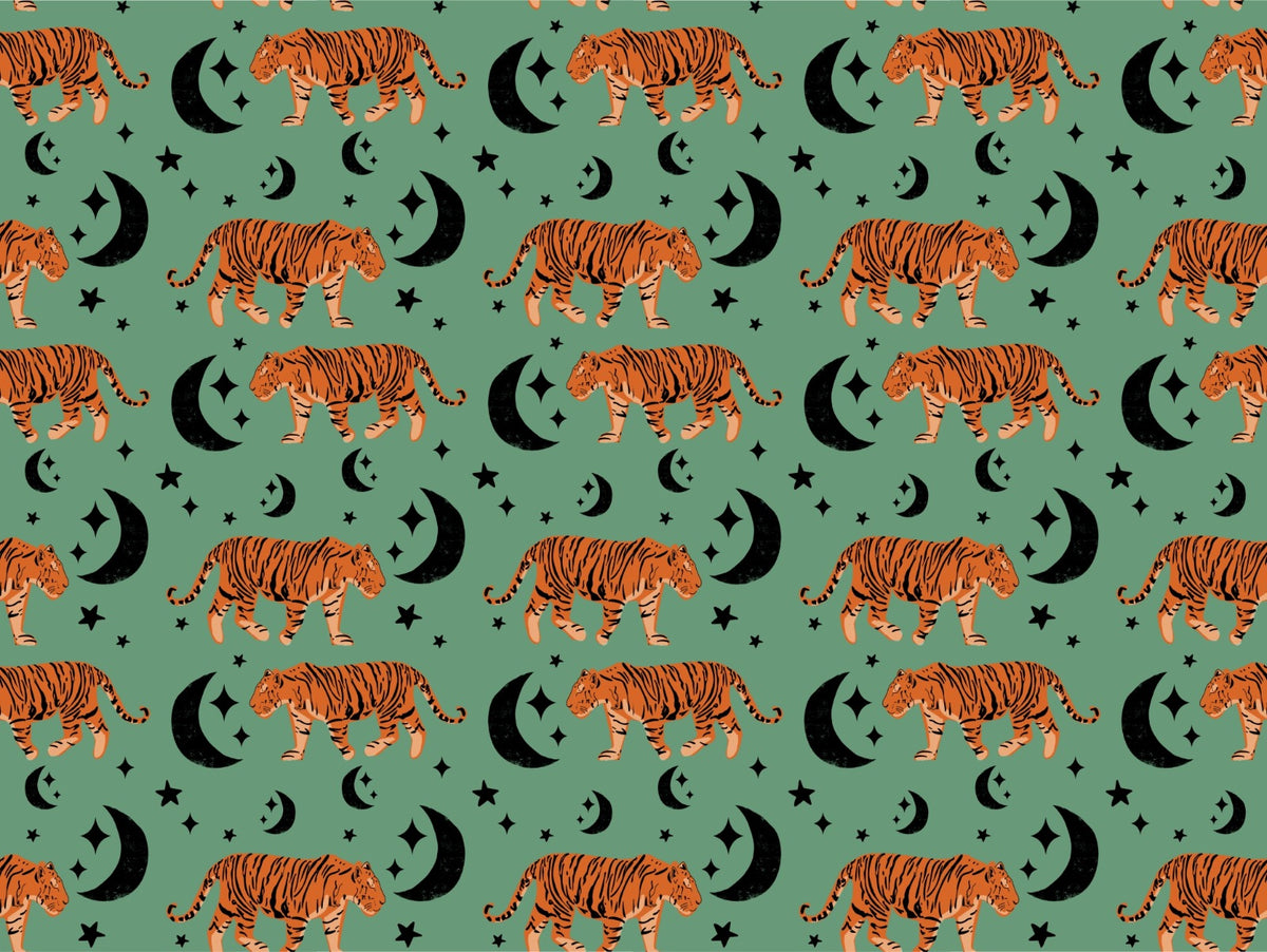 Kids Room Tiger moon green Wallpaper in your room