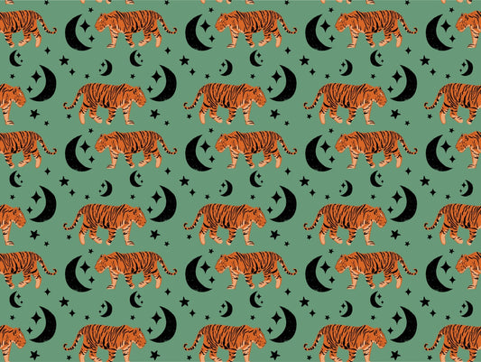 Kids Room Tiger moon green Wallpaper