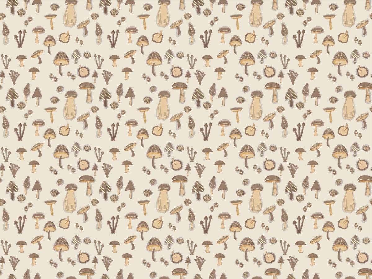 Watercolor Mushrooms Sand Color Wallpaper in your room — zoomed