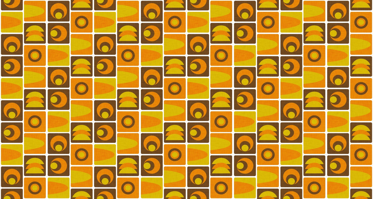 70s Cube Geo Brown Wallpaper
