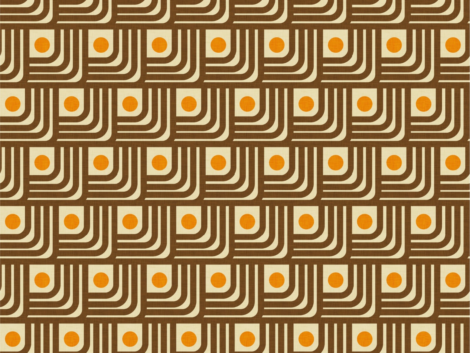70s Curve Lines Brown Orange Wallpaper