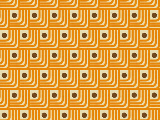 70s Curve Orange Lines Brown Dots Wallpaper
