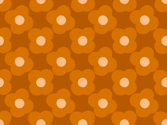 Modern Daisy Floral Orange Rust Wallpaper