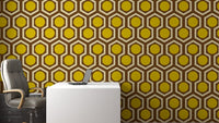 Retro hexagonal brown wallpaper design for office
