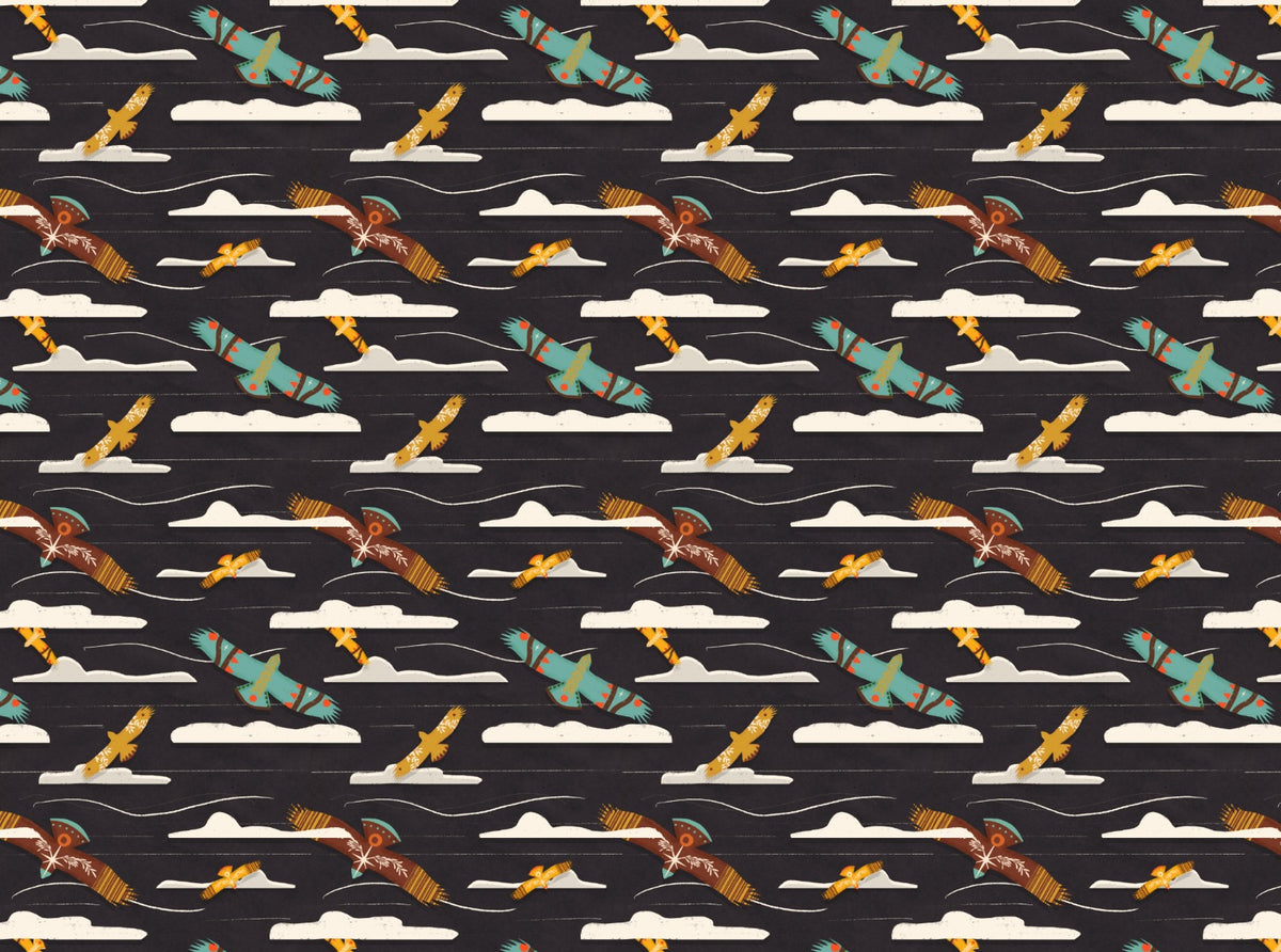 Birds of Prey Eagle Flying Charcoal Wallpaper in your room
