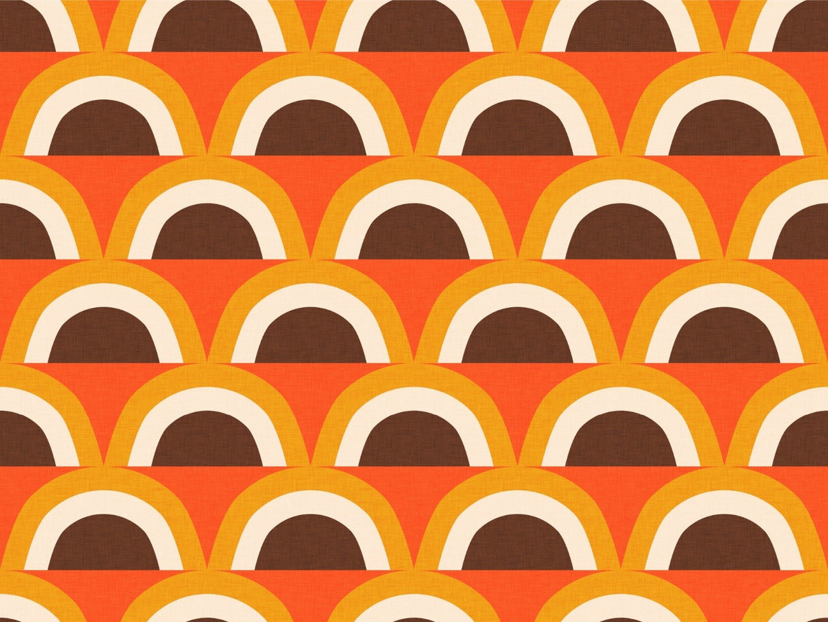 Classic Mid Mod Boho Orange Wallpaper in your room