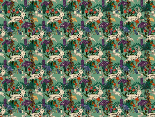 Eclectic Witch Green Forest Wallpaper