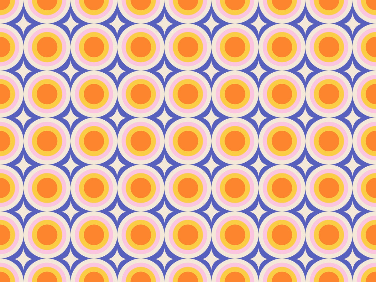 Groovy Dots Purple Repeat Pattern Wallpaper in your room